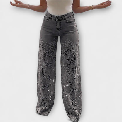 Trendy Lace Patchwork Jeans